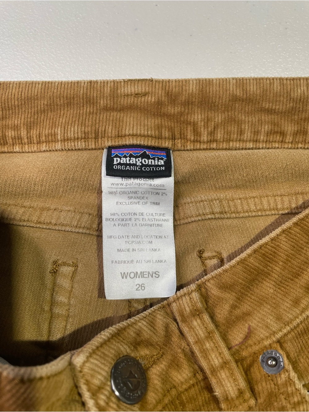 Patagonia Women's 26 Fitted
Organic Cotton Light Brown Corduroy Pants VGUC - Picture 8 of 9